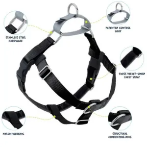 2 Hounds Design Freedom No-Pull Dog Harness With Leash Black