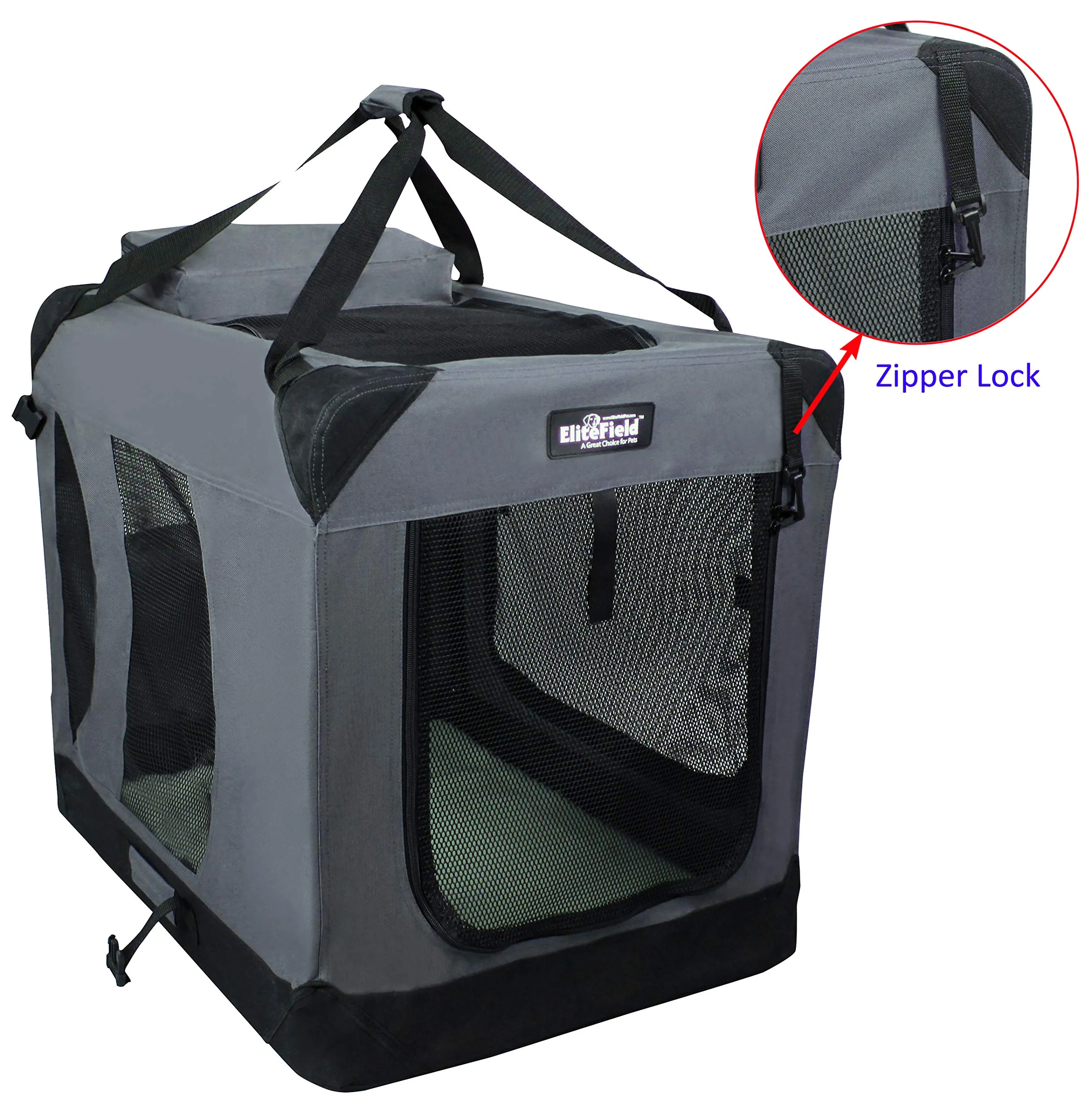 3-Door Folding Soft Dog Crate with Carrying Bag and Fleece Bed, Indoor & Outdoor Pet Home