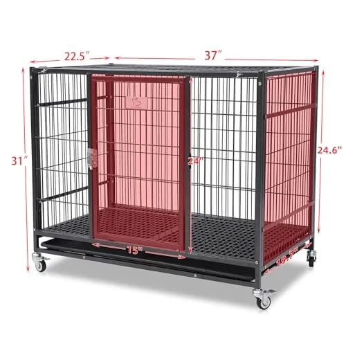 37 inch Stackable Open Top Heavy Duty Dog Crate Cage for Medium Dog