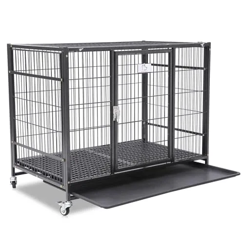 37 inch Stackable Open Top Heavy Duty Dog Crate Cage for Medium Dog