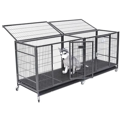 37 inch Stackable Open Top Heavy Duty Dog Crate Cage for Medium Dog