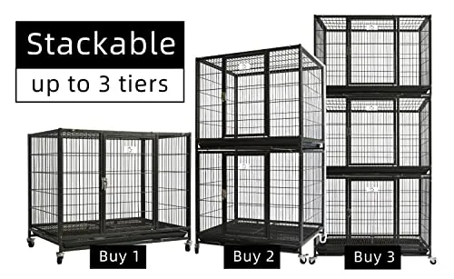 37 inch Stackable Open Top Heavy Duty Dog Crate Cage for Medium Dog