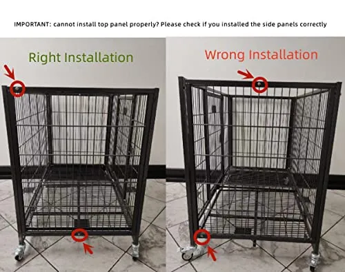 37 inch Stackable Open Top Heavy Duty Dog Crate Cage for Medium Dog