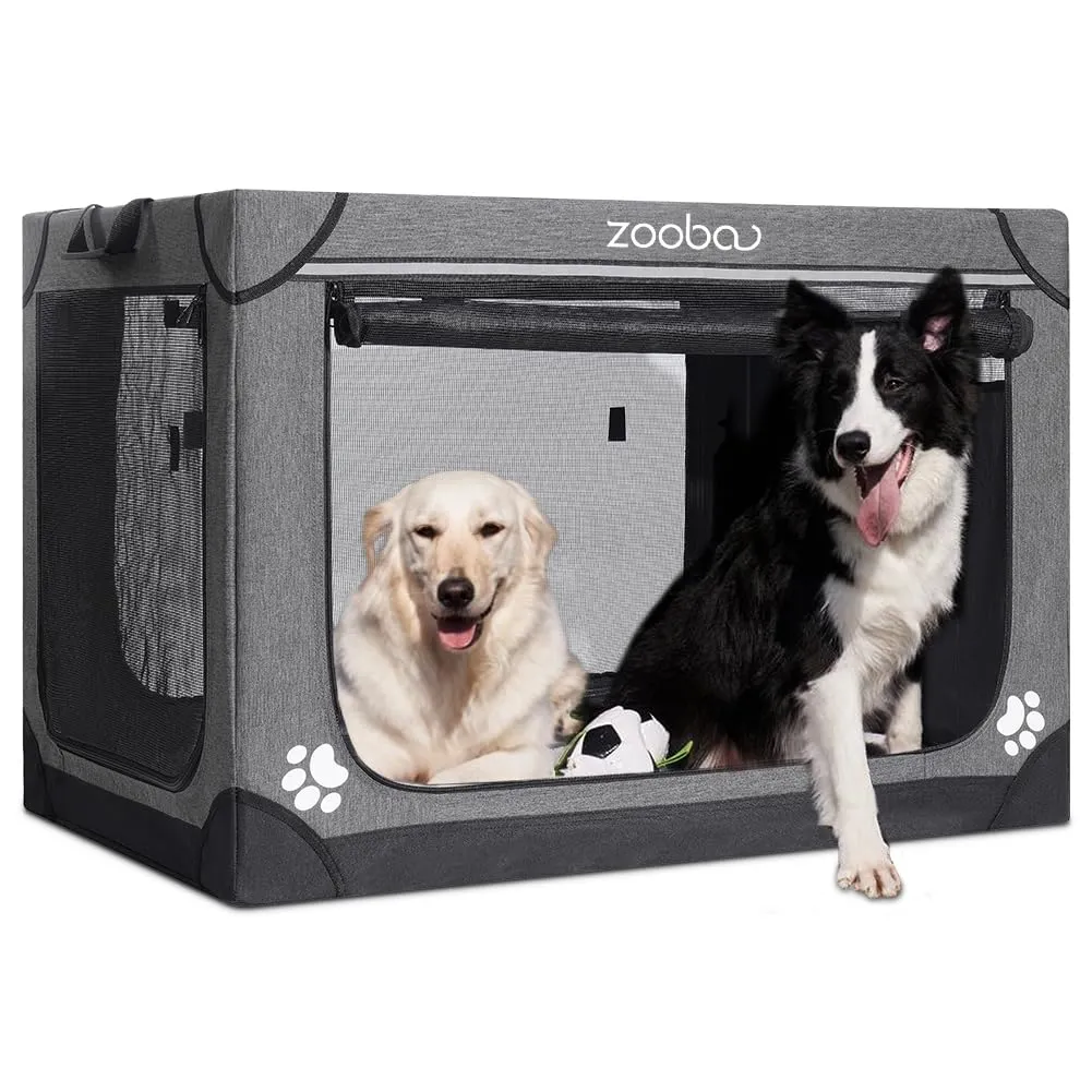 42" Portable Soft Dog Crate for Large Dogs - Collapsible Travel Kennel with Carry Bag, Foldable Cage with Durable Textilene Mesh Door