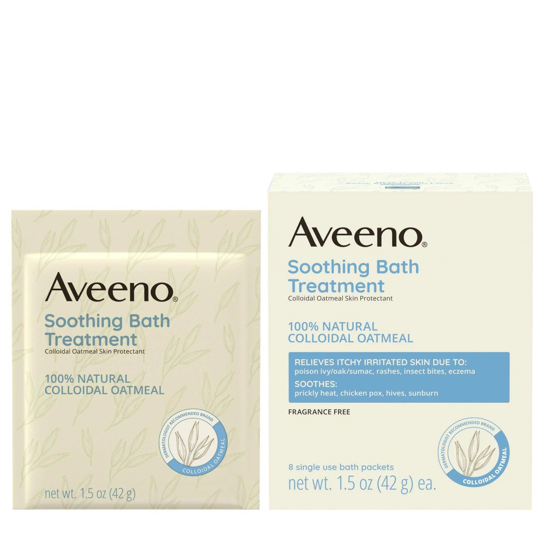 Aveeno Soothing Oatmeal Bath Treatment for Eczema, Itchy, Dry Skin - 1.5oz x 8 packets