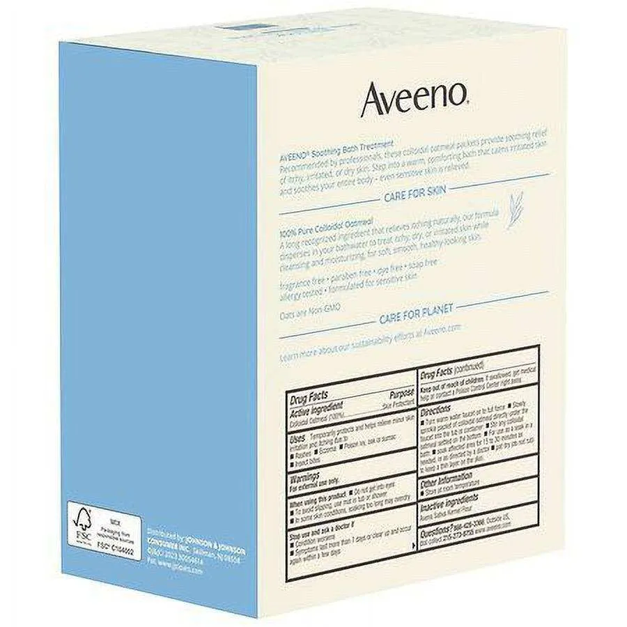 Aveeno Soothing Oatmeal Bath Treatment for Eczema, Itchy, Dry Skin - 1.5oz x 8 packets