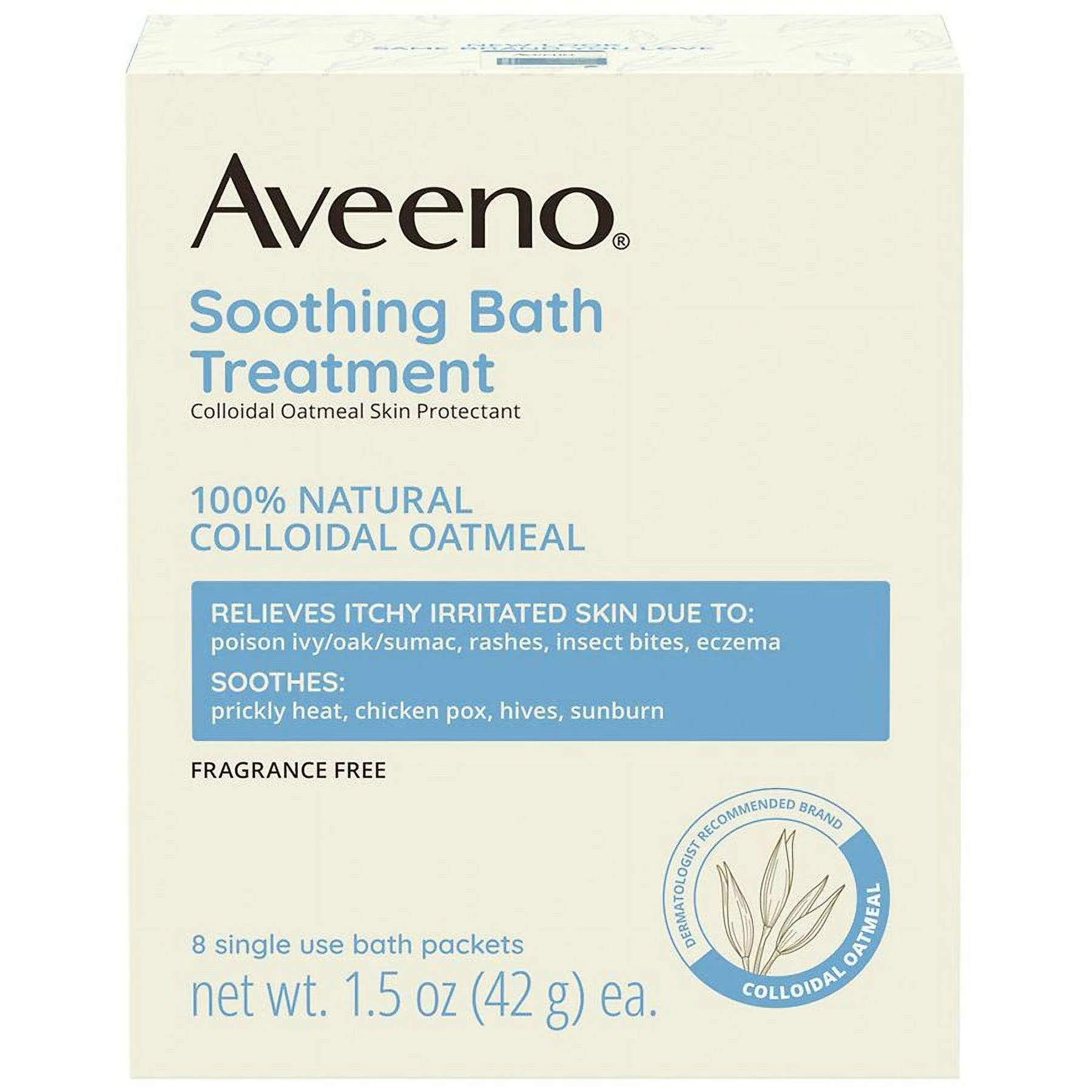 Aveeno Soothing Oatmeal Bath Treatment for Eczema, Itchy, Dry Skin - 1.5oz x 8 packets