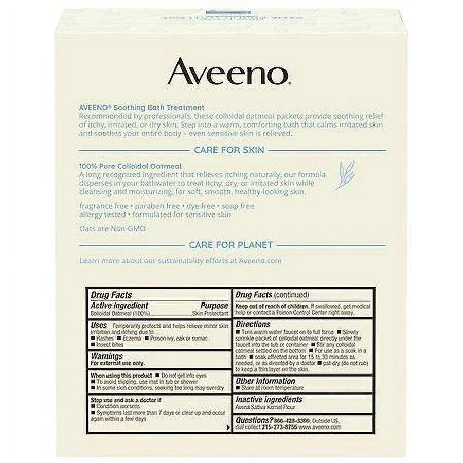 Aveeno Soothing Oatmeal Bath Treatment for Eczema, Itchy, Dry Skin - 1.5oz x 8 packets