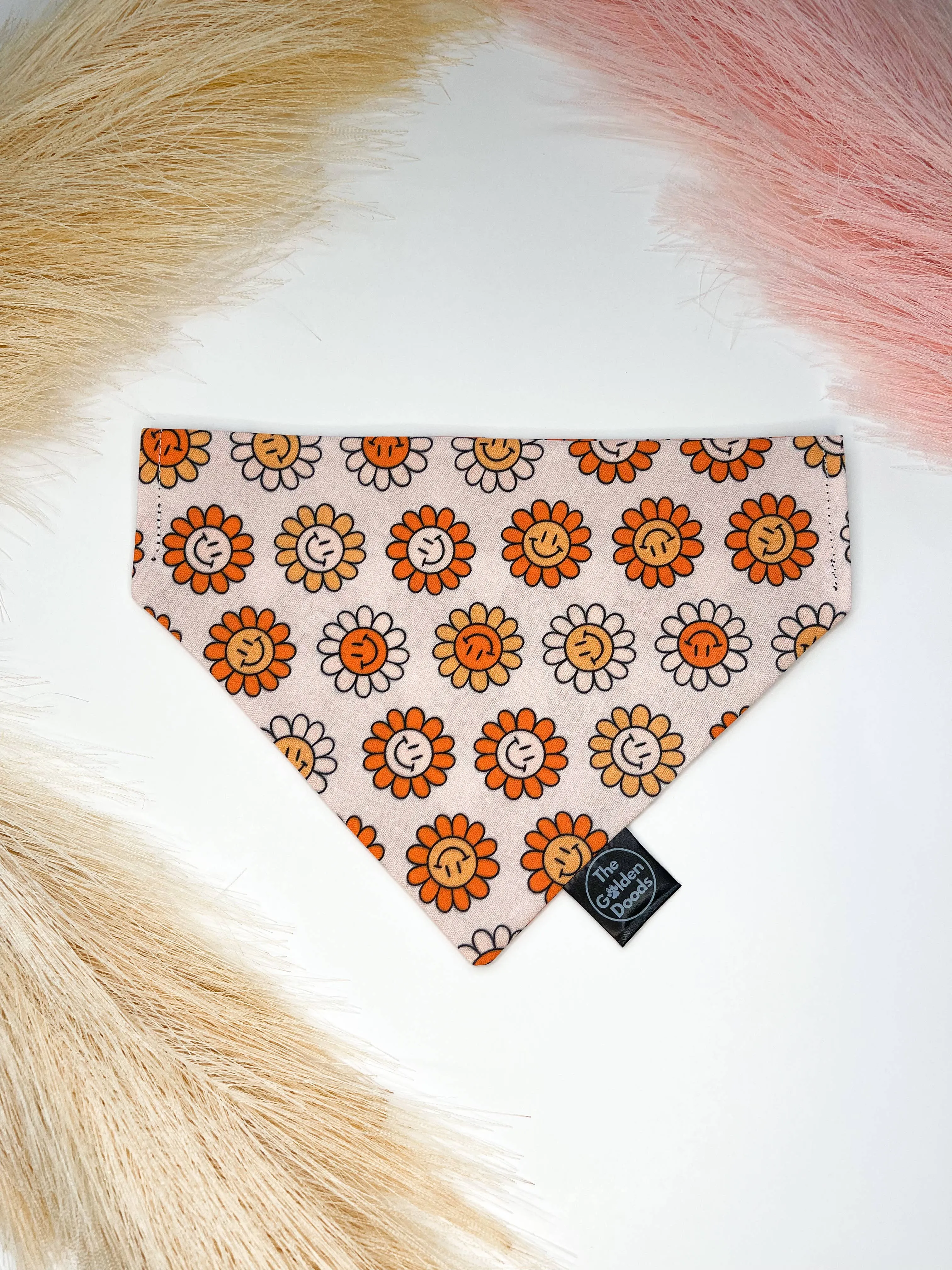 Boho Smiley Daisy Dog Bandana