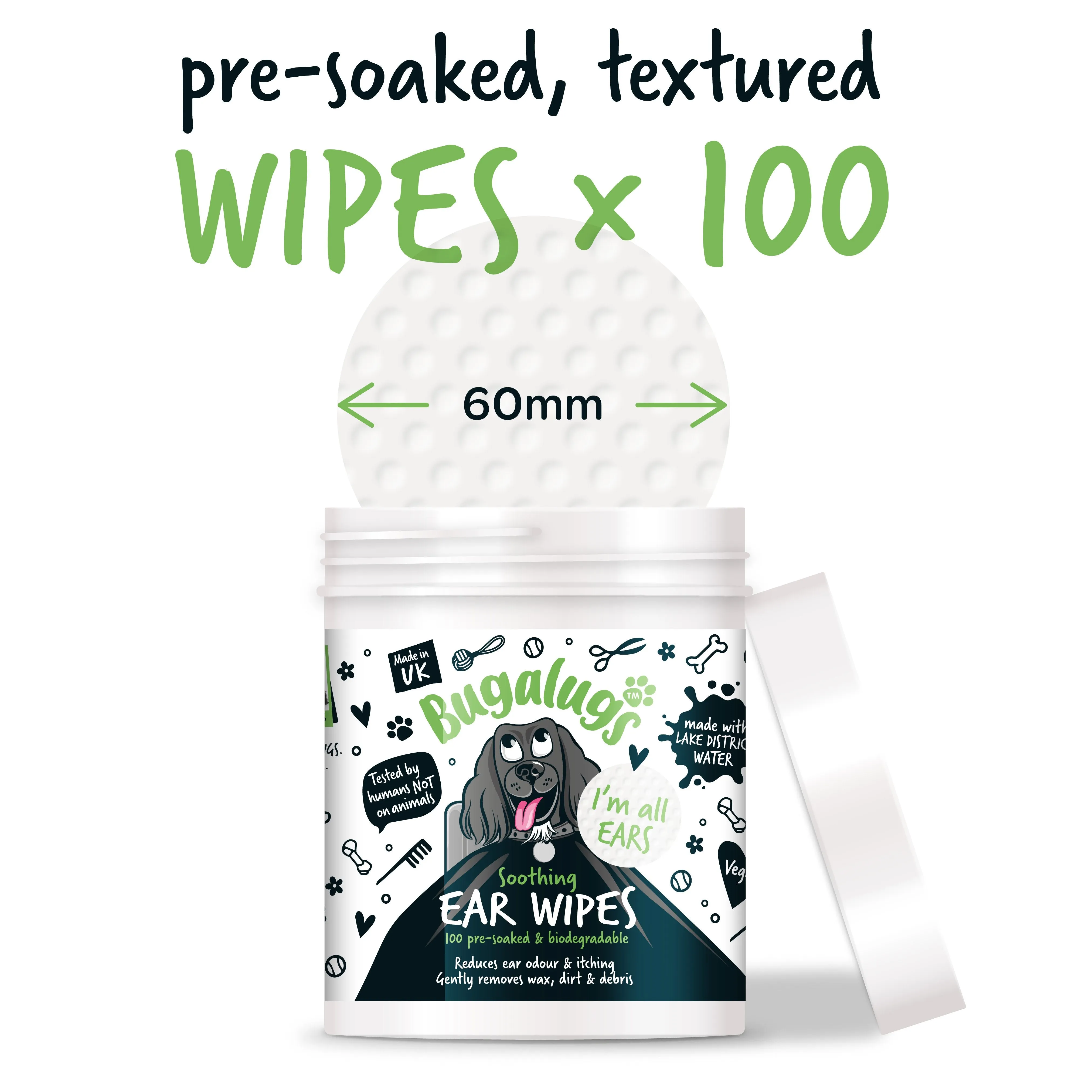 Bugalugs Soothing Ear Wipes for Dogs 100 Pack