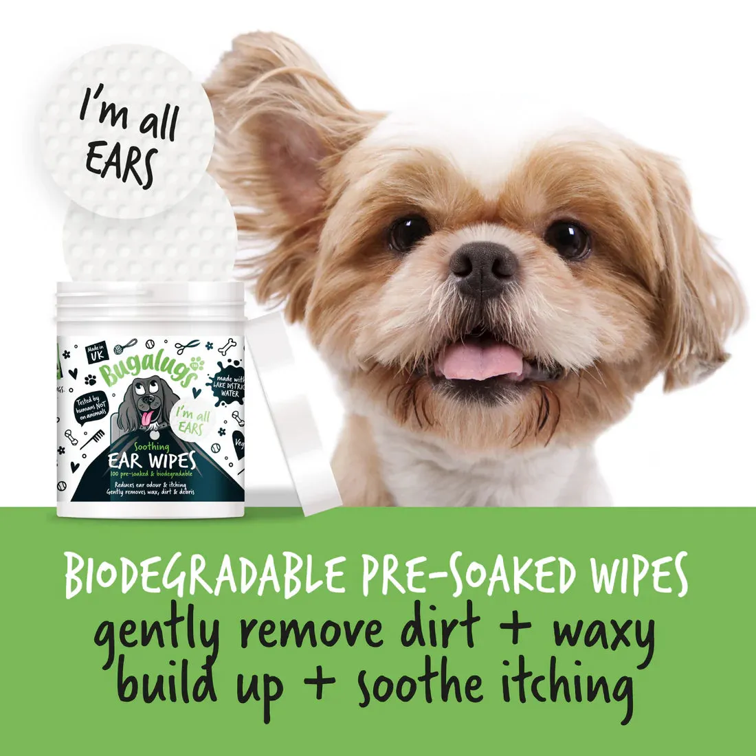 Bugalugs Soothing Ear Wipes for Dogs 100 Pack