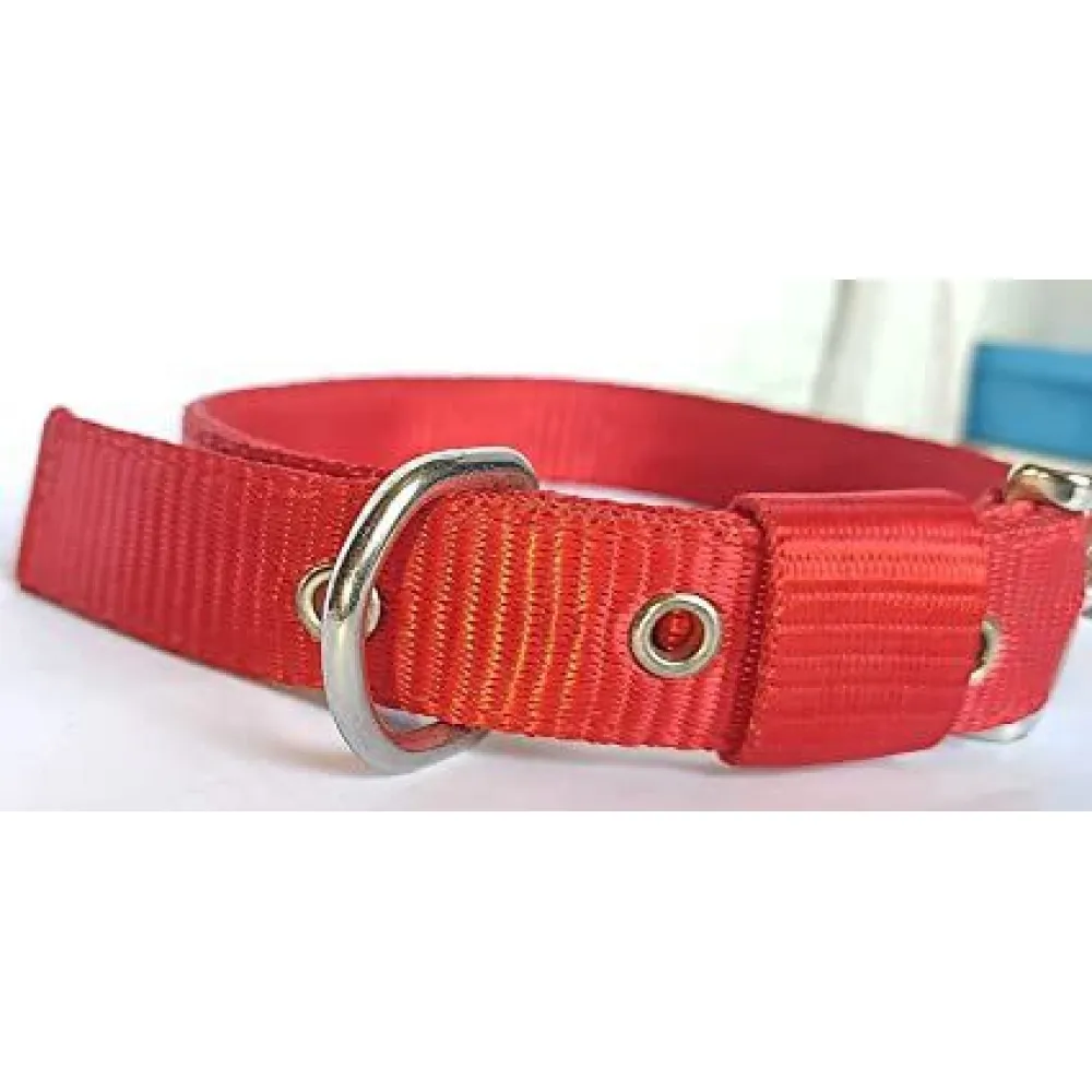 Chullbull Nylon Collar and Heavy Chain Leash for Dogs (Red)