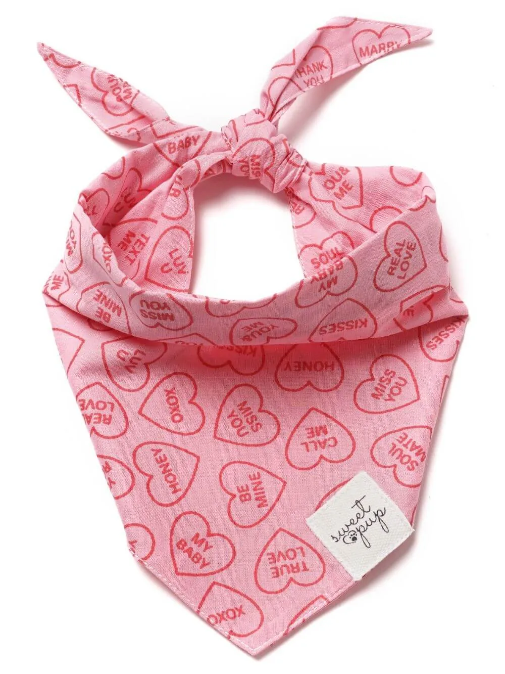 Dog Bandana - Real Love Pink Candy Heart