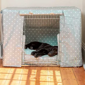 Dog Crate Cover in Duck Egg Spot Oilcloth by Lords & Labradors