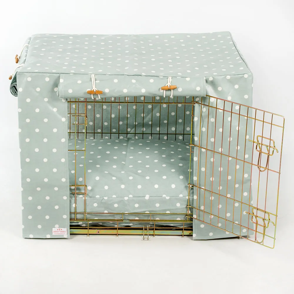 Dog Crate Cover in Duck Egg Spot Oilcloth by Lords & Labradors