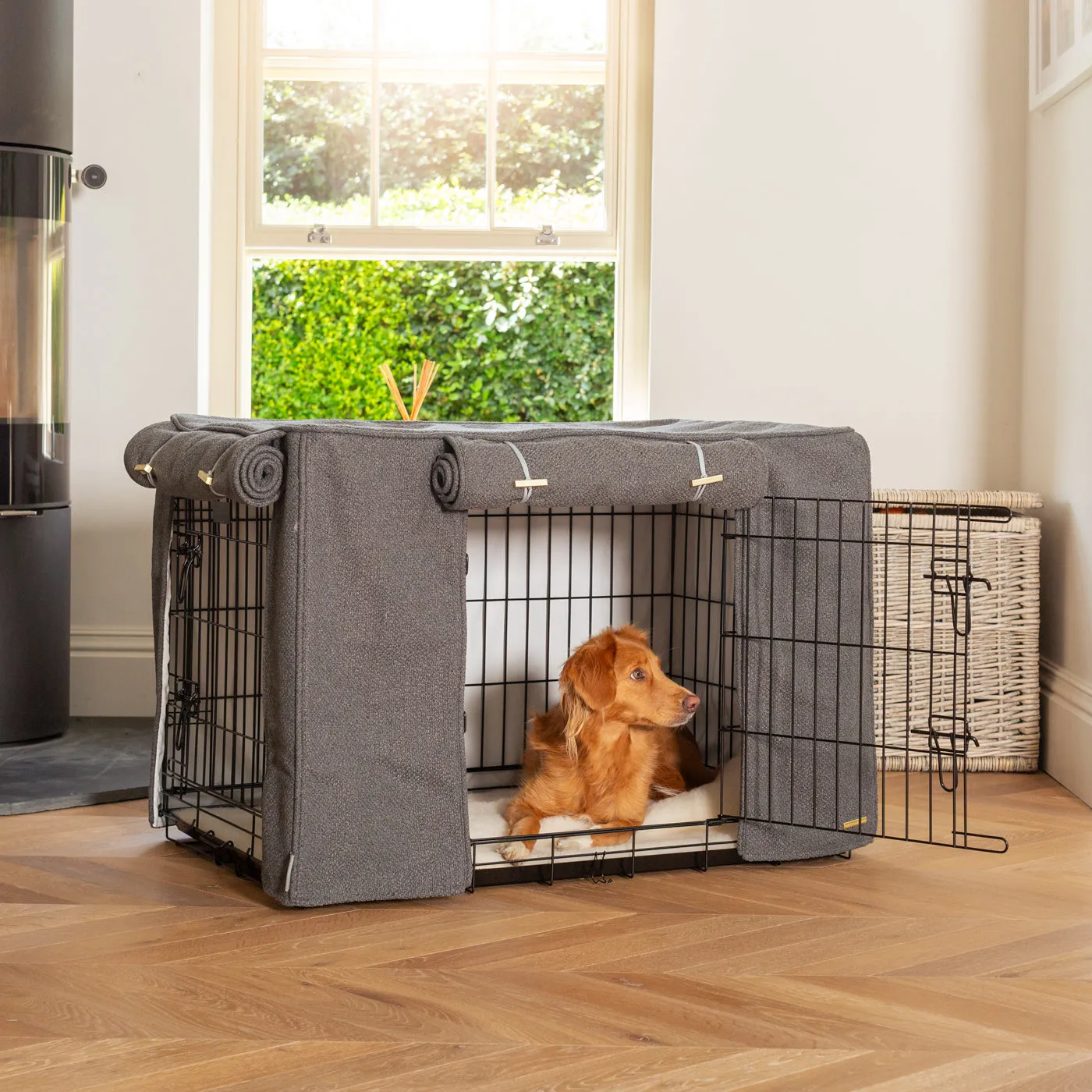 Dog Crate Cover In Essentials Herdwick Graphite by Lords & Labradors