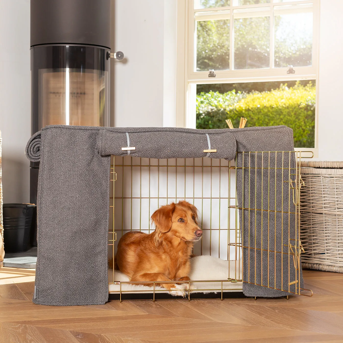 Dog Crate Cover In Essentials Herdwick Graphite by Lords & Labradors