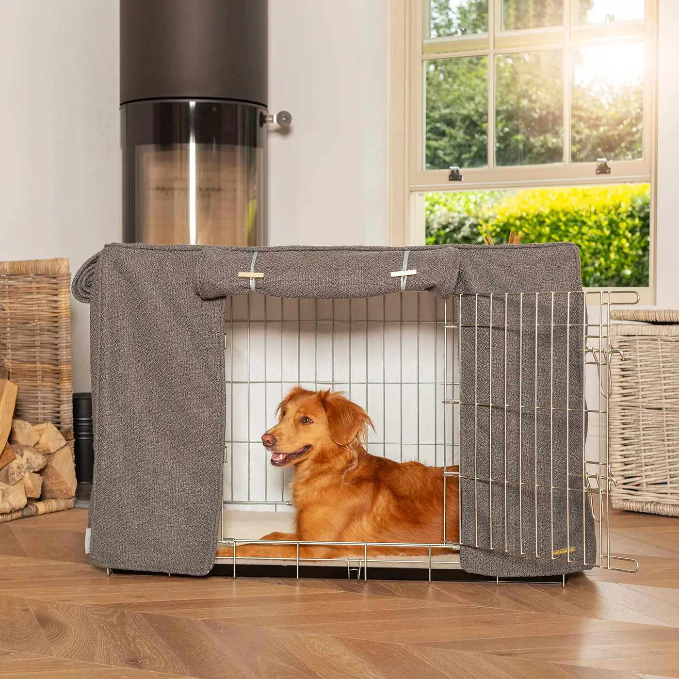 Dog Crate Cover In Essentials Herdwick Graphite by Lords & Labradors