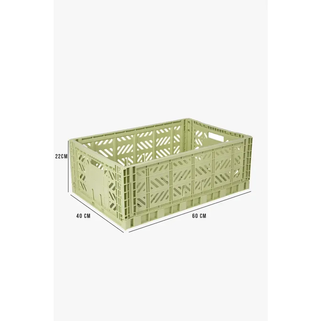 Foldable Storage Bins, Plastic Crate for Storage, Collapsible Crate, Utility Stackable Box Large Lime Cream