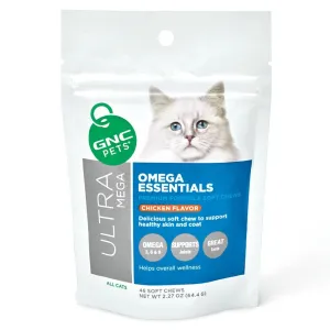 GNC Pets Ultra Mega Omega Essentials Chicken-Flavour Soft Chews Cat Supplement 46ct