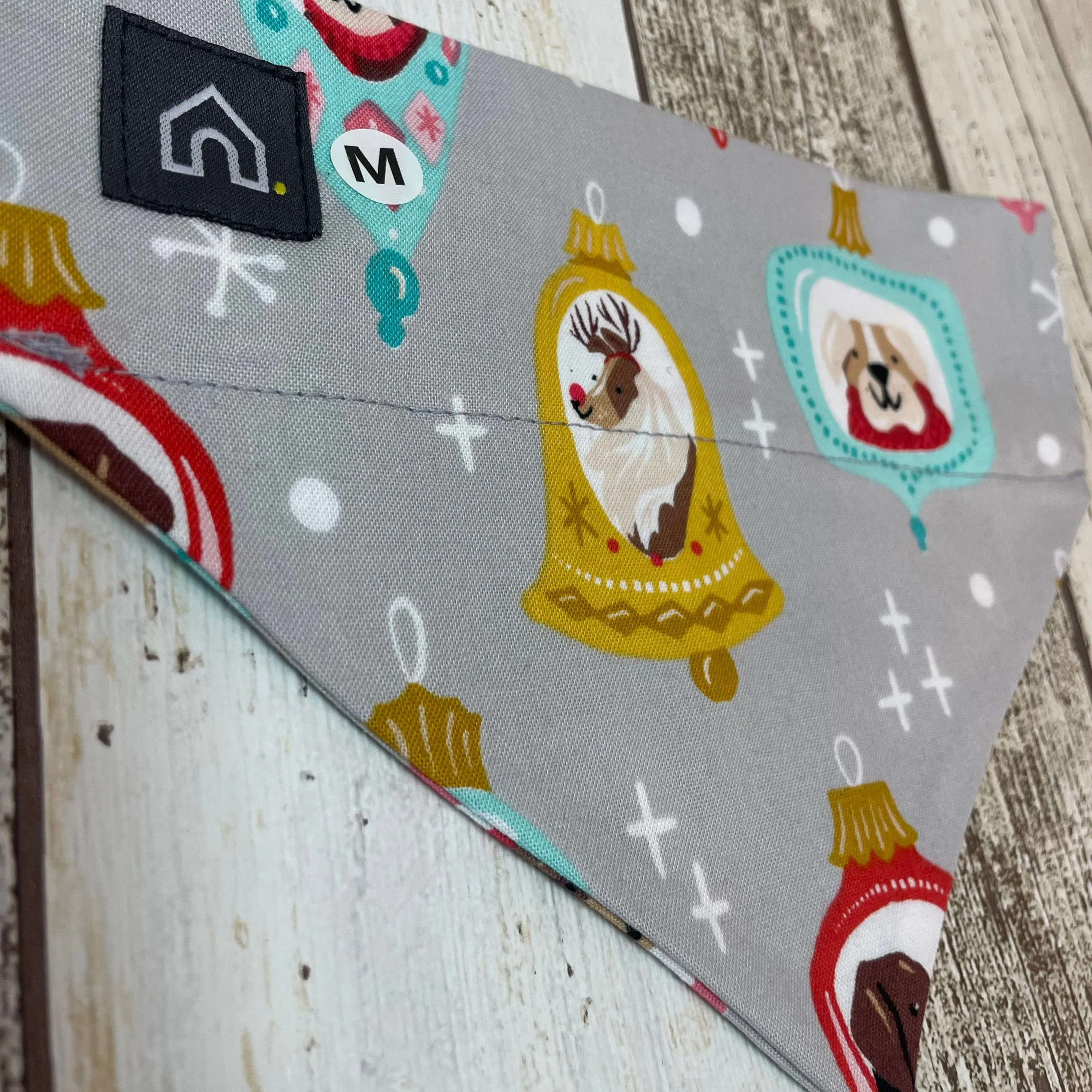 Grey Christmas Bauble Slip-On Dog Bandana