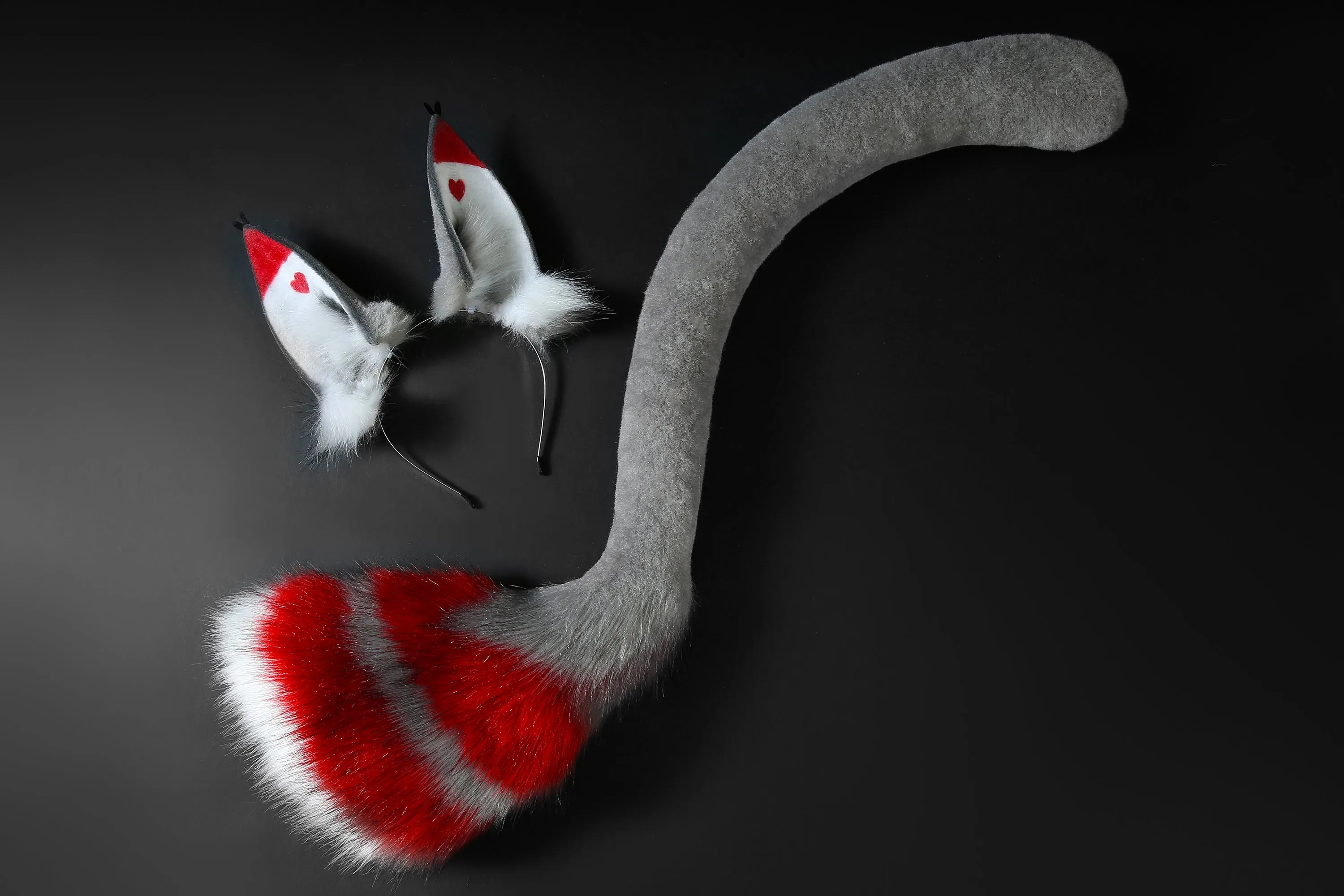 Husk Ears Husk tail Hazbin Hotel Cosplay Ears - Husk Tail Cosplay - Faux Fur Hazbin Hotel Husk Ears and Tail - Husker Ears and Tug Tail Gray