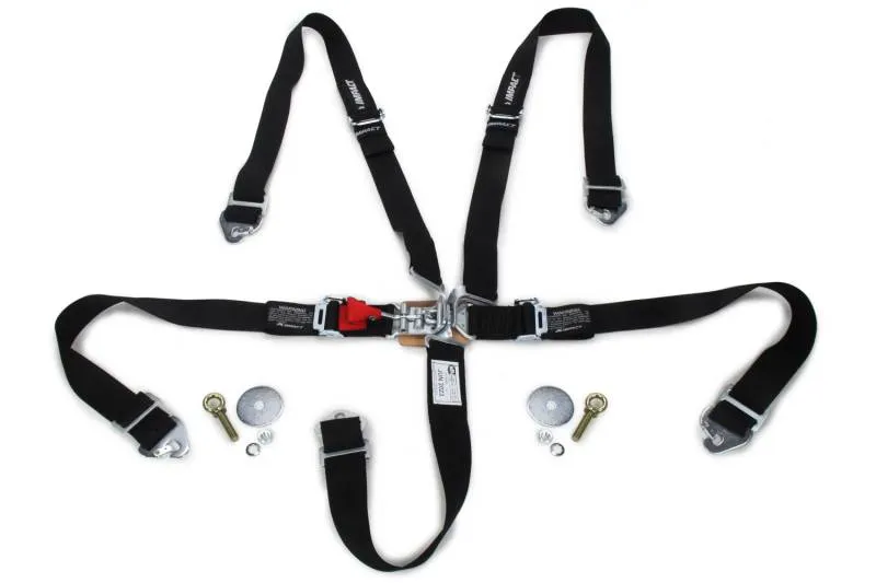 Impact Sportsman Series 5-Point Latch & Link Restraints - 2" - Pull Down Adjust - Snap-In - Black