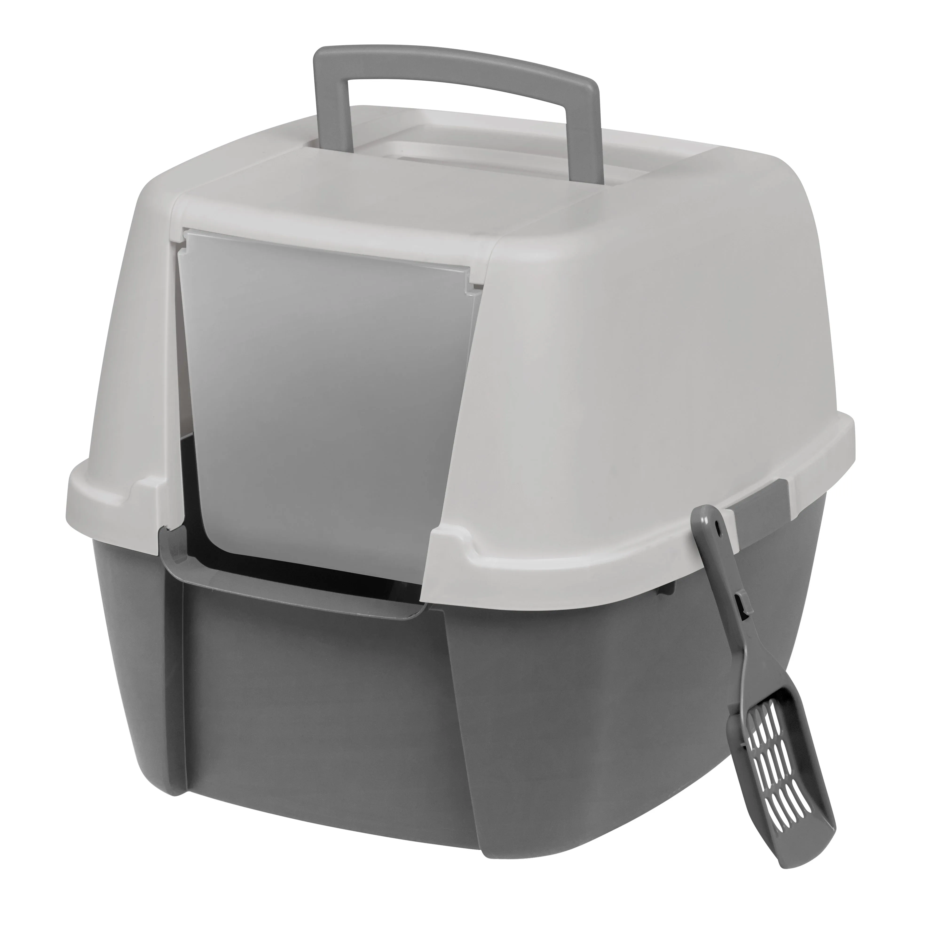 Jumbo Hooded Cat Litter Box with Litter Scoop, Gray