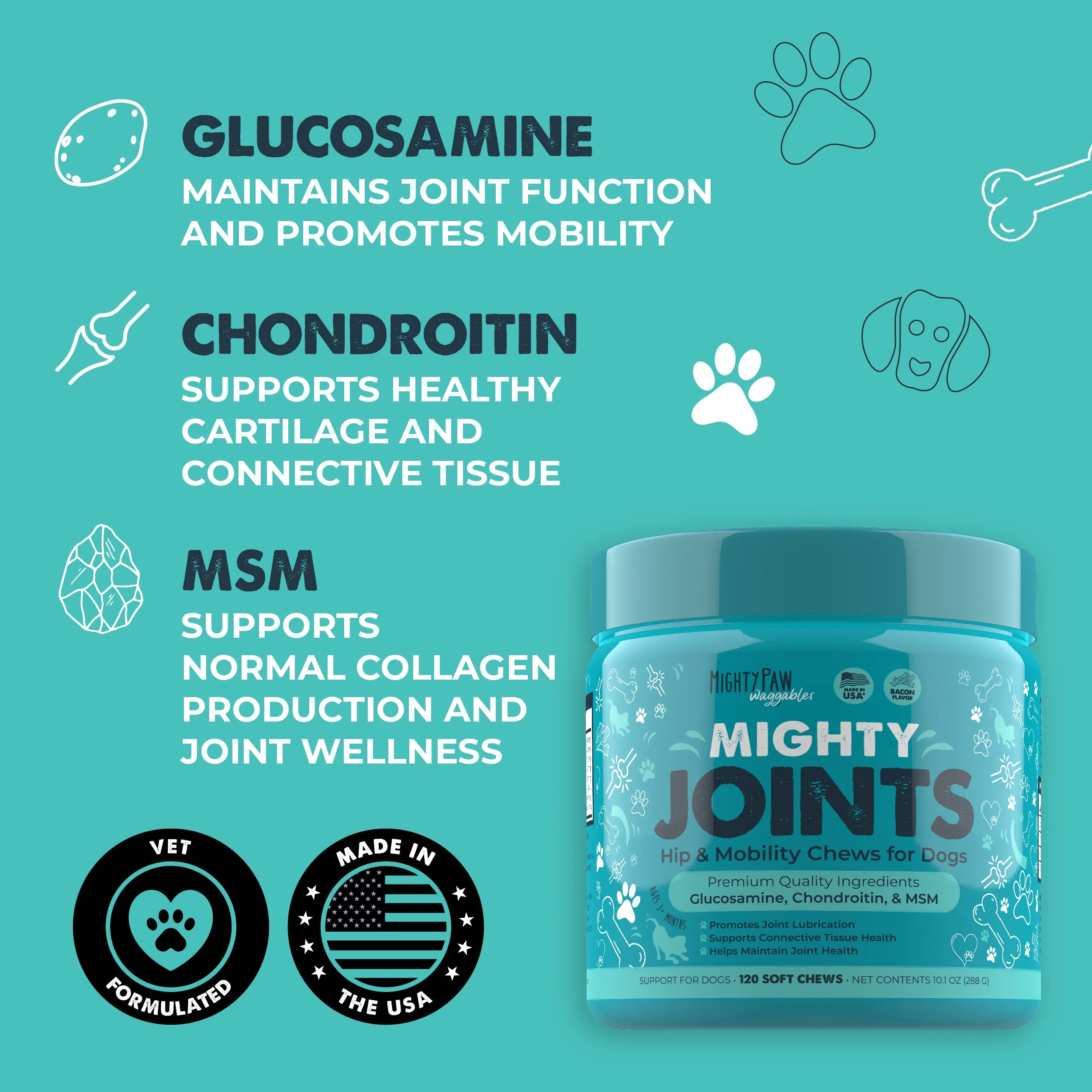 Mighty Joints Hip and Joint Supplement: Mobility Support for Dogs