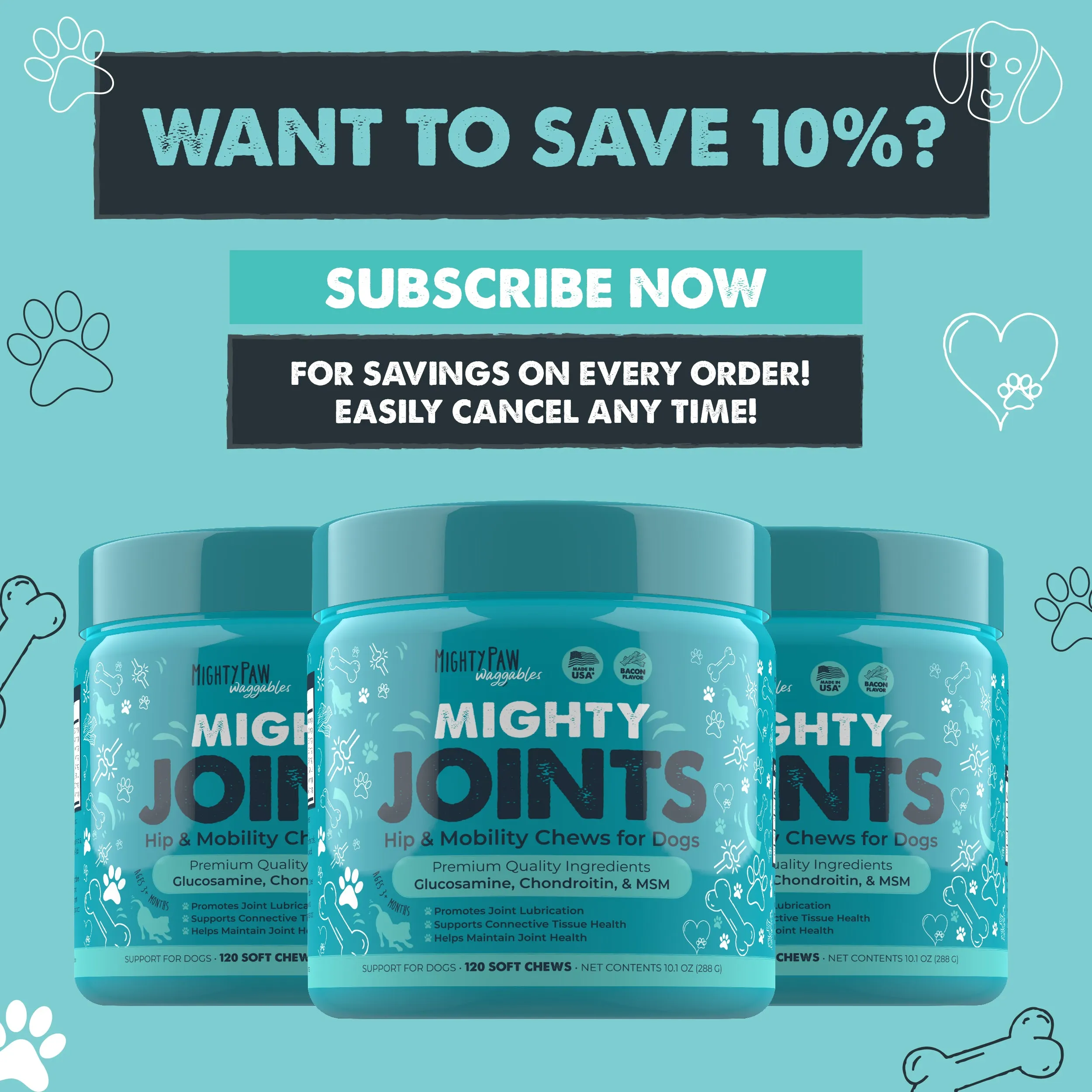 Mighty Joints Hip and Joint Supplement: Mobility Support for Dogs