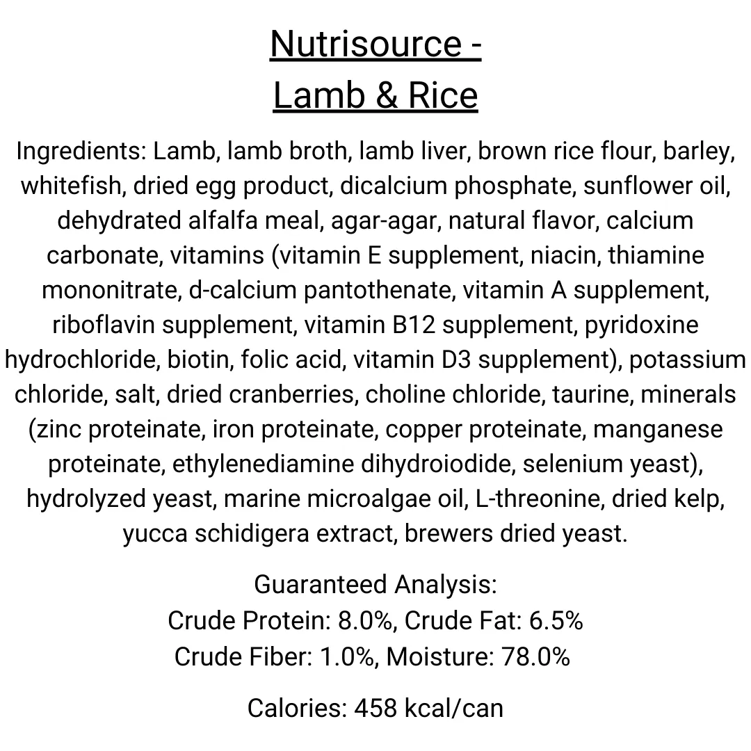 NutriSource - Lamb & Rice Canned Food