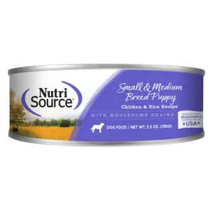 NutriSource Small & Medium Breed Puppy Chicken & Rice Formula Canned Dog Food 5.5-oz