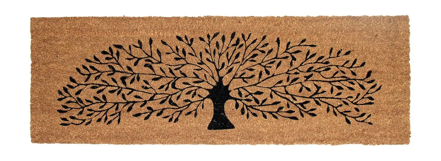 OnlyMat Large Tree-Printed Natural Coir Door Mat with Anti-Slip Backing