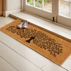 OnlyMat Large Tree-Printed Natural Coir Door Mat with Anti-Slip Backing