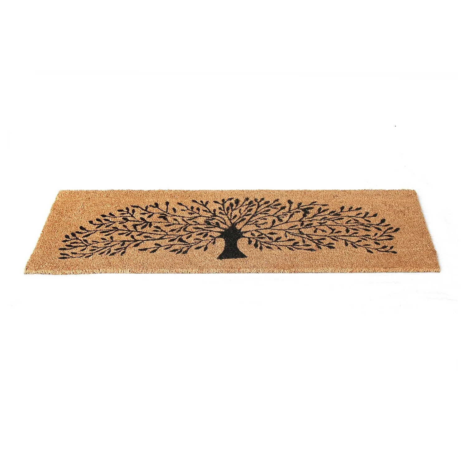 OnlyMat Large Tree-Printed Natural Coir Door Mat with Anti-Slip Backing