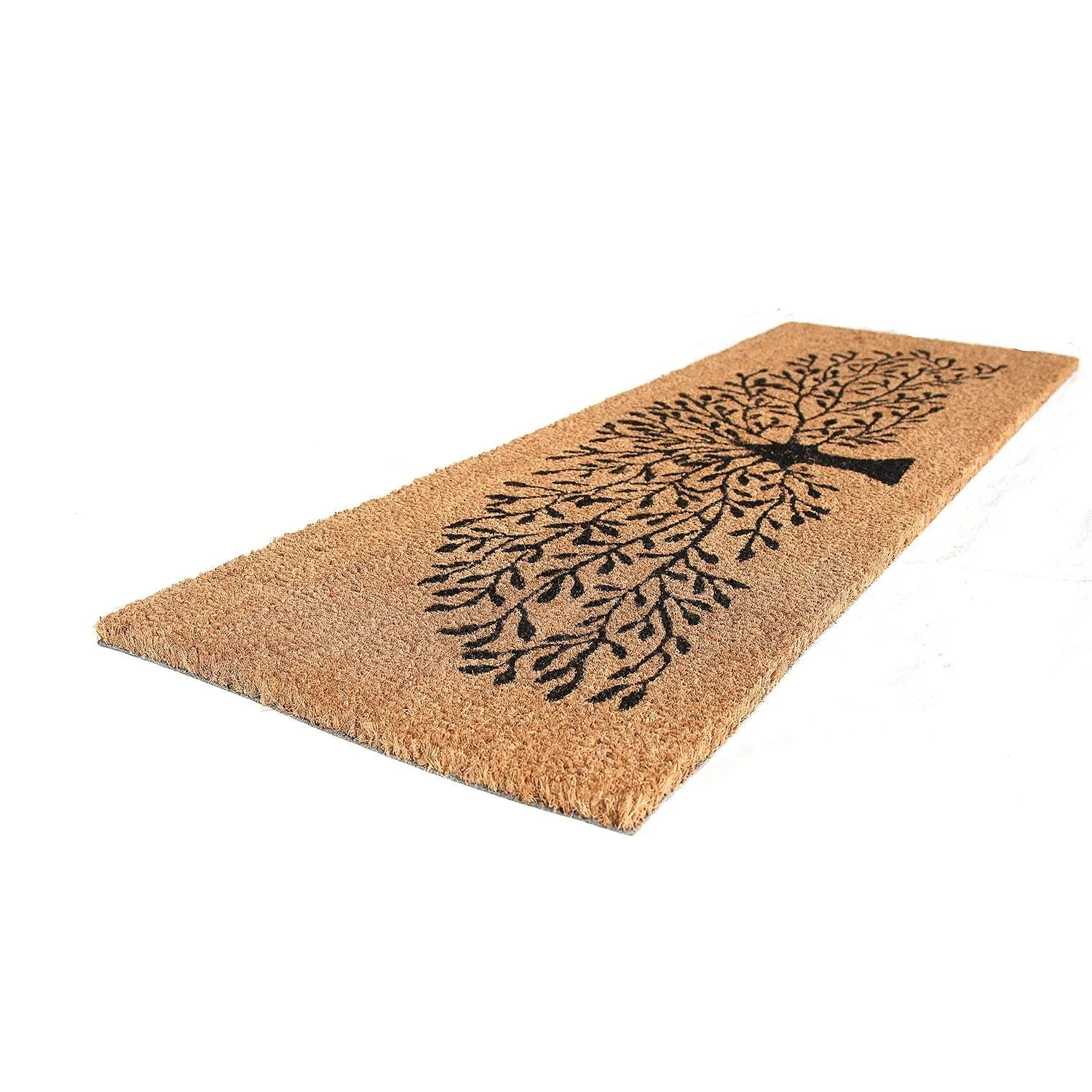 OnlyMat Large Tree-Printed Natural Coir Door Mat with Anti-Slip Backing