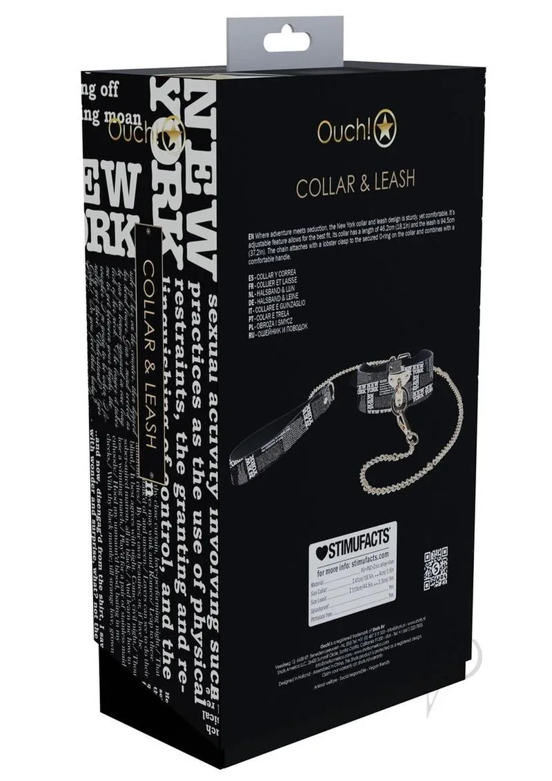 Ouch Ny Coll Collar Leash Blk