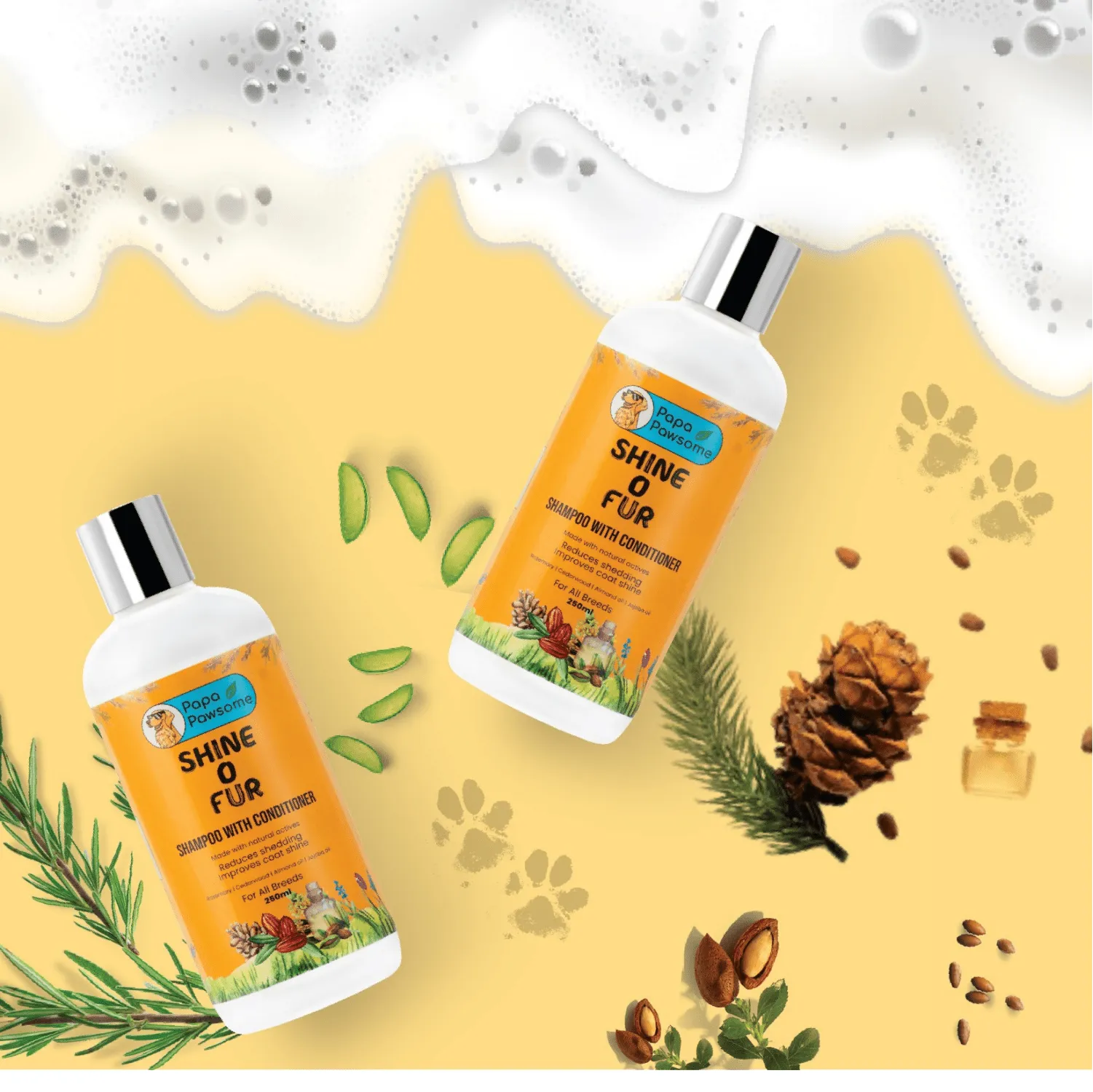 Papa Pawsome Shine O' Fur Shampoo with Conditioner for Dogs