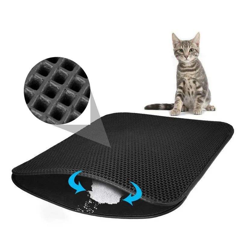 Pet Cat Waterproof Litter Mat Double Layer Litter Cat Bed Pads Trapping Pets Litter Box Mat Pet Product Bed For Cats Accessories