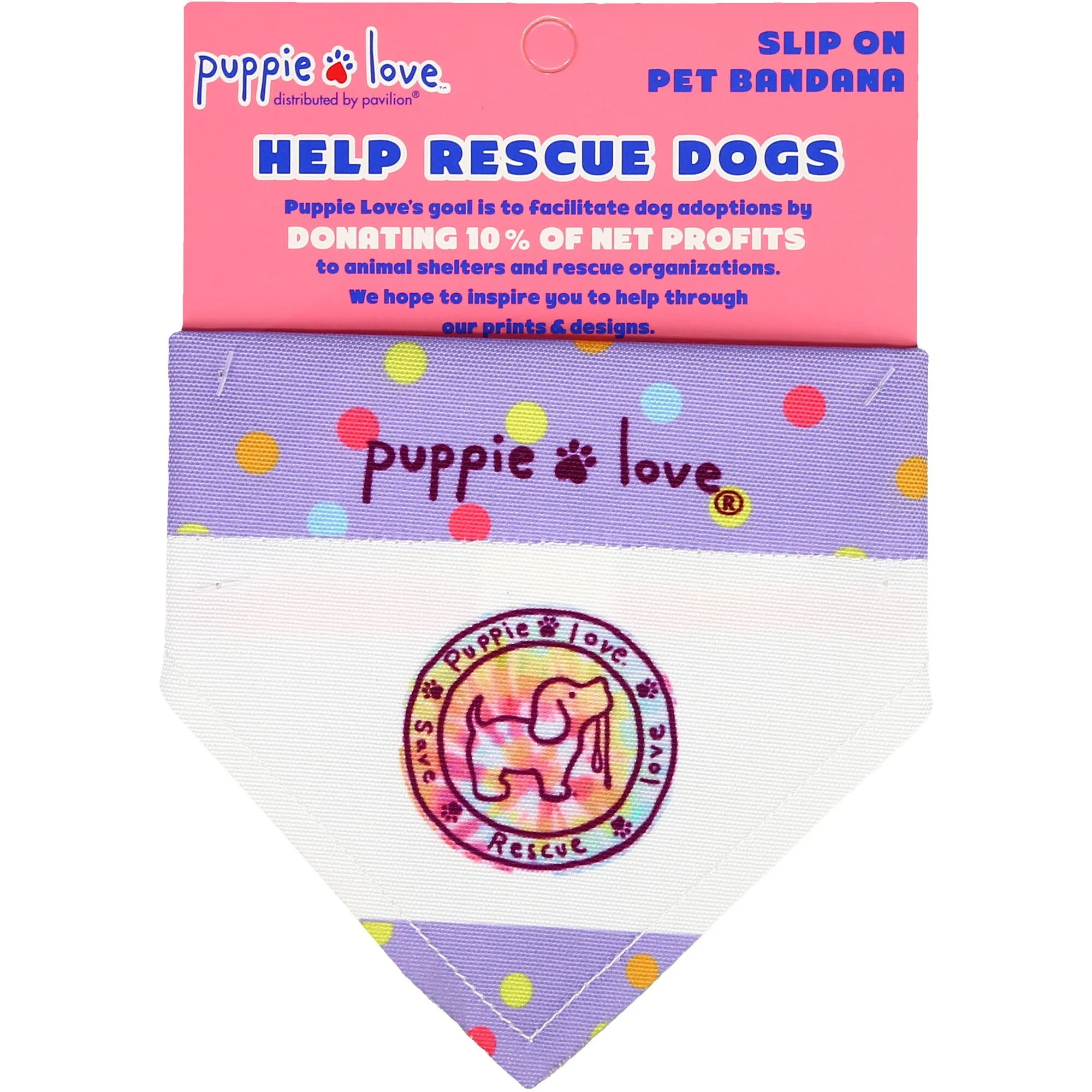 Pink Tie Dye Filled Logo 7" x 5" Canvas Slip on Pet Bandana