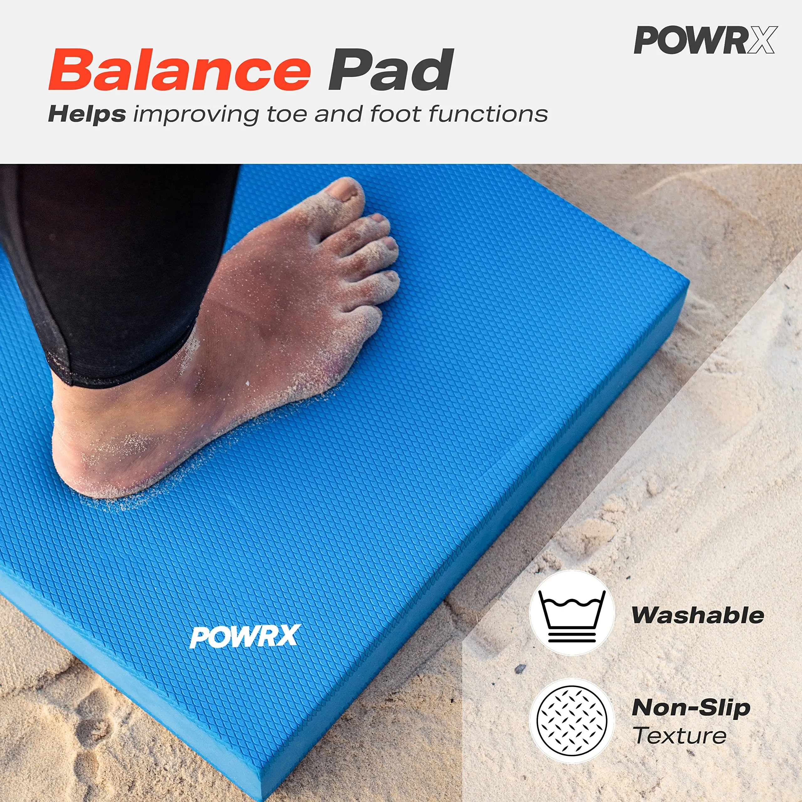 POWRX Foam Balance Pad for Stability Training, Yoga, and Physical Therapy | Non-Slip Foam