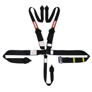 RaceQuip 5-Point HNR Latch & Link Ratchet Harness - Bolt-In/Wrap Around - Black