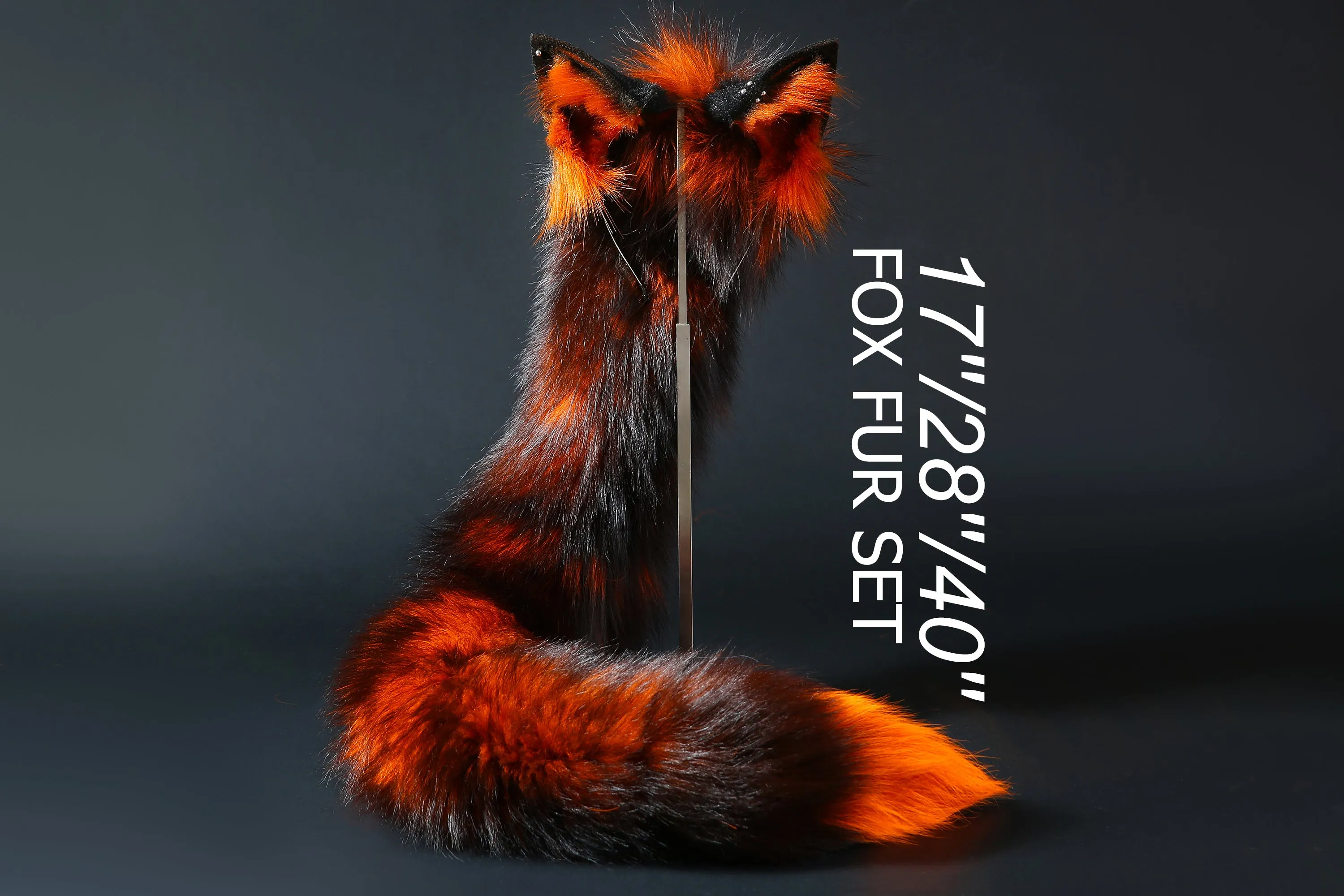 Real fur fox tail and ear