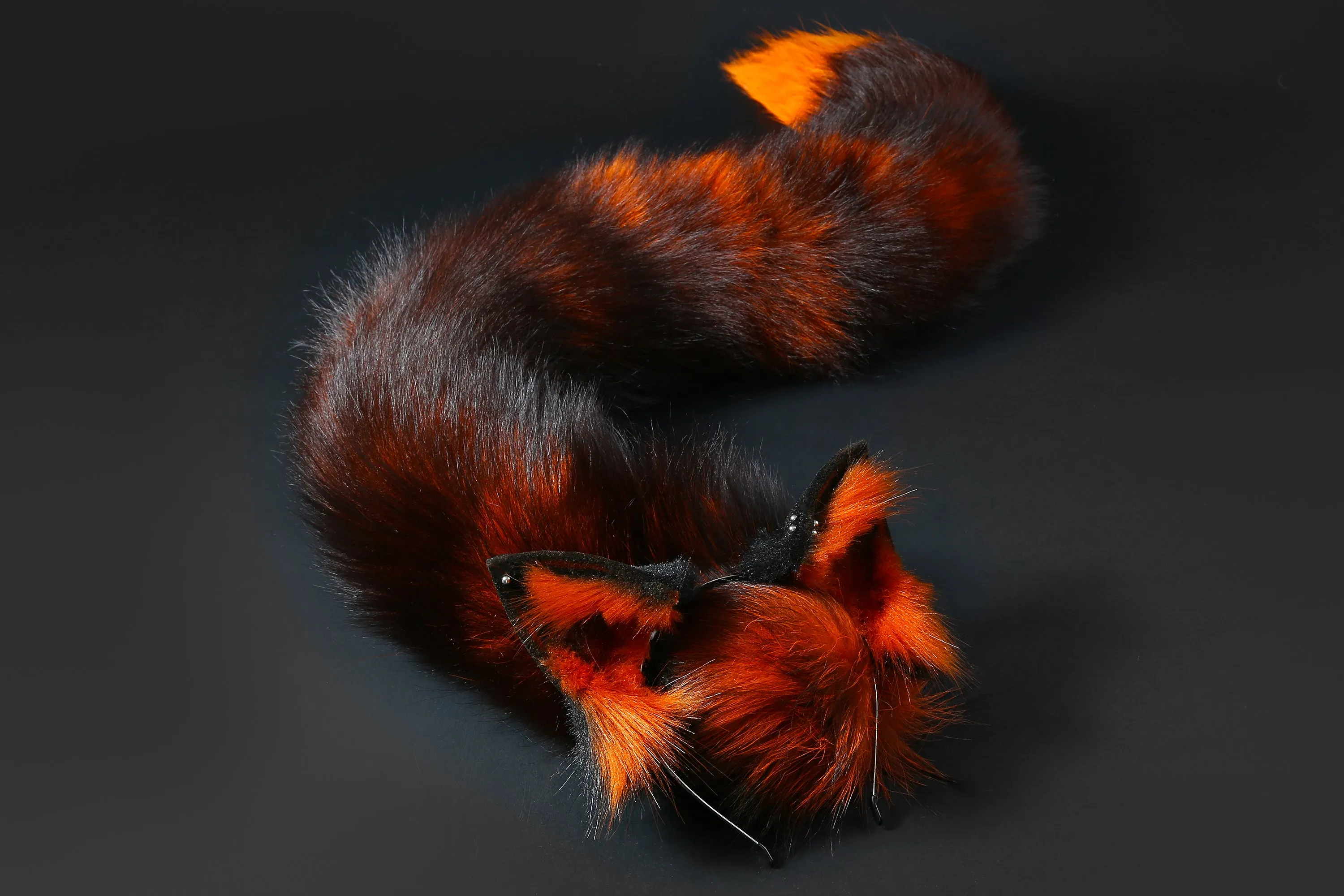 Real fur fox tail and ear