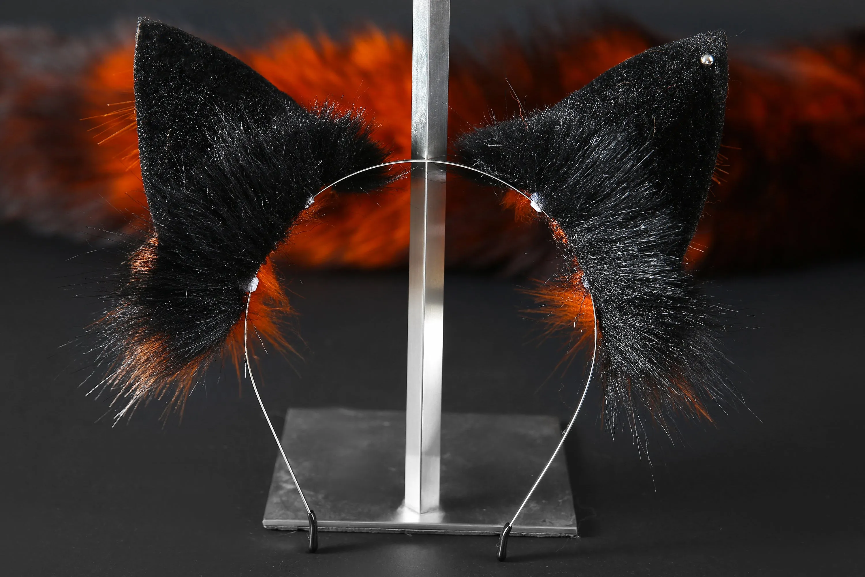 Real fur fox tail and ear