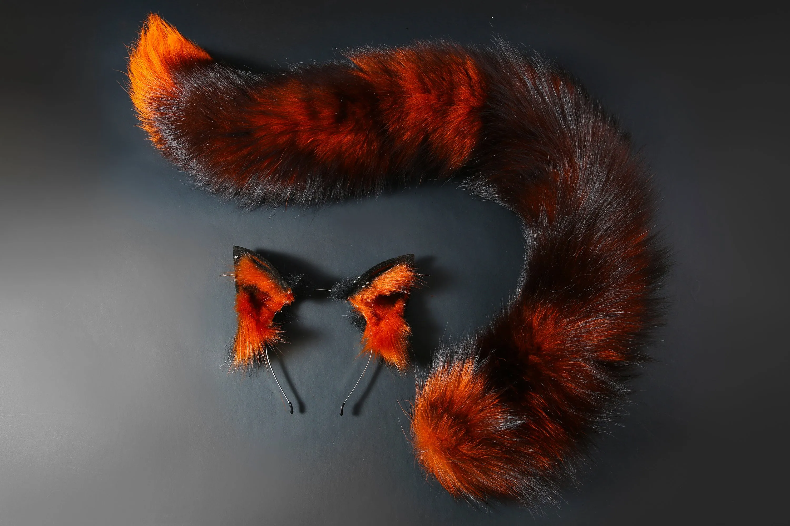 Real fur fox tail and ear