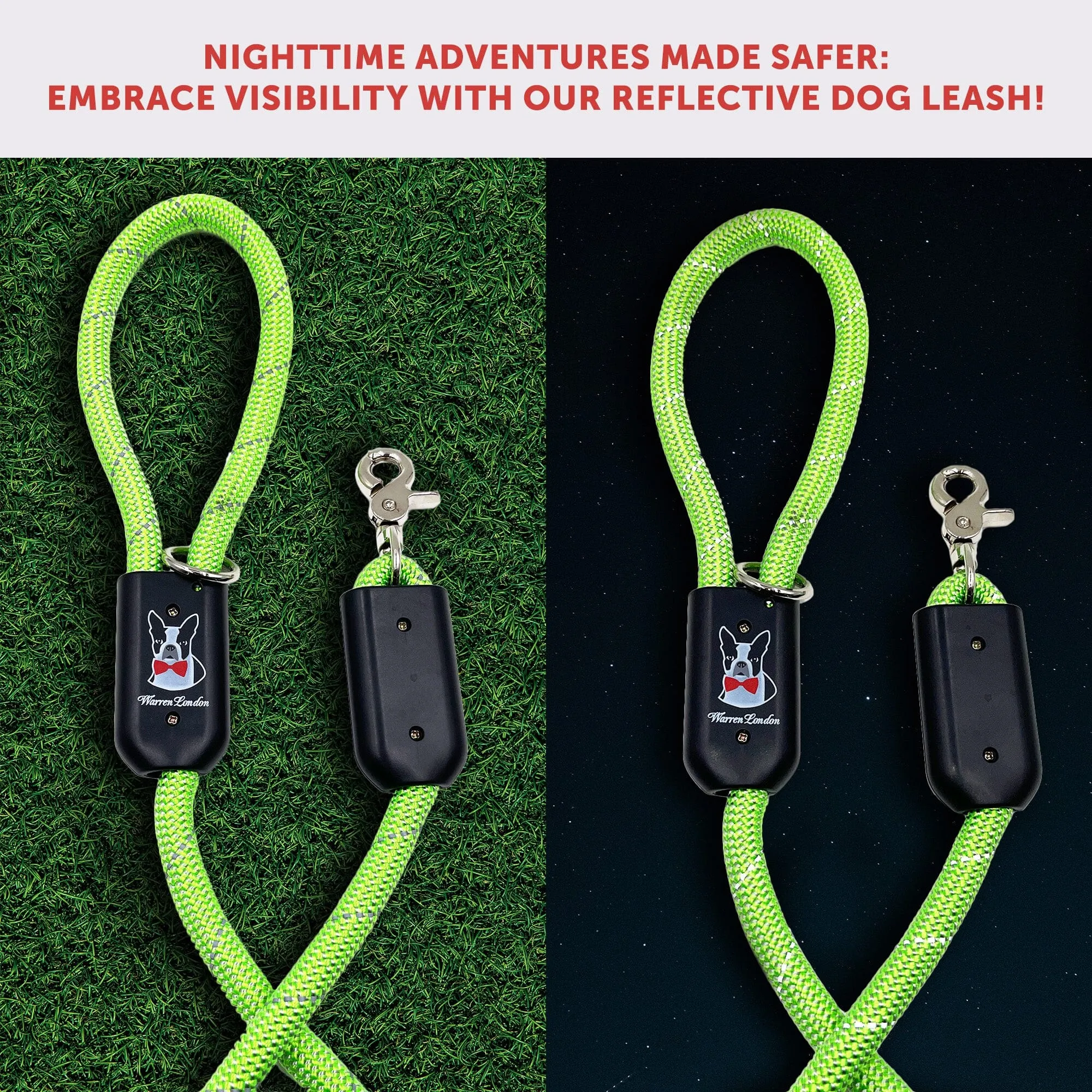 Rope Leash - Green Reflective