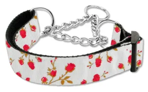 Roses Nylon Ribbon Collar Martingale Medium Red