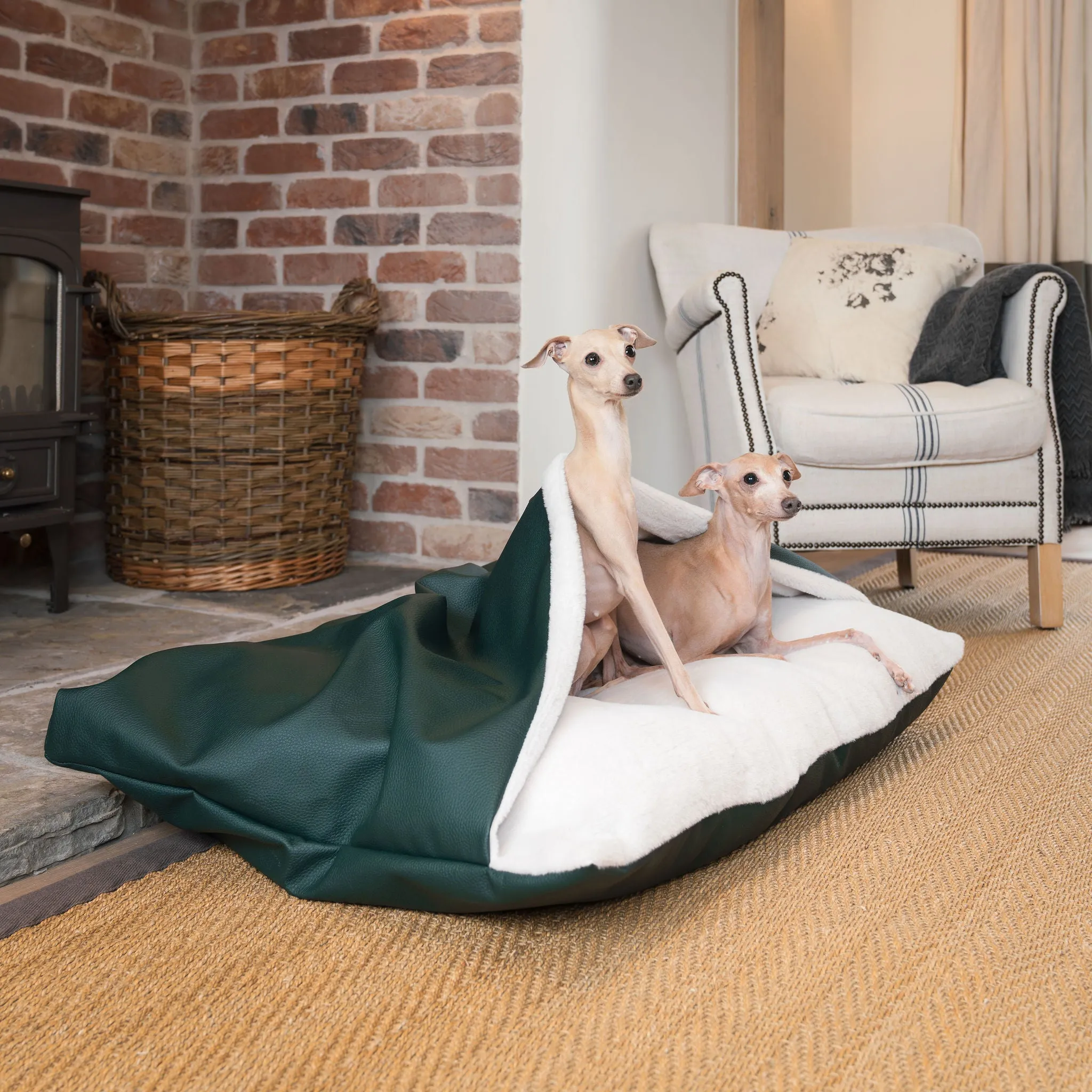 Sleepy Burrows Bed in Forest Rhino Tough Faux Leather by Lords & Labradors