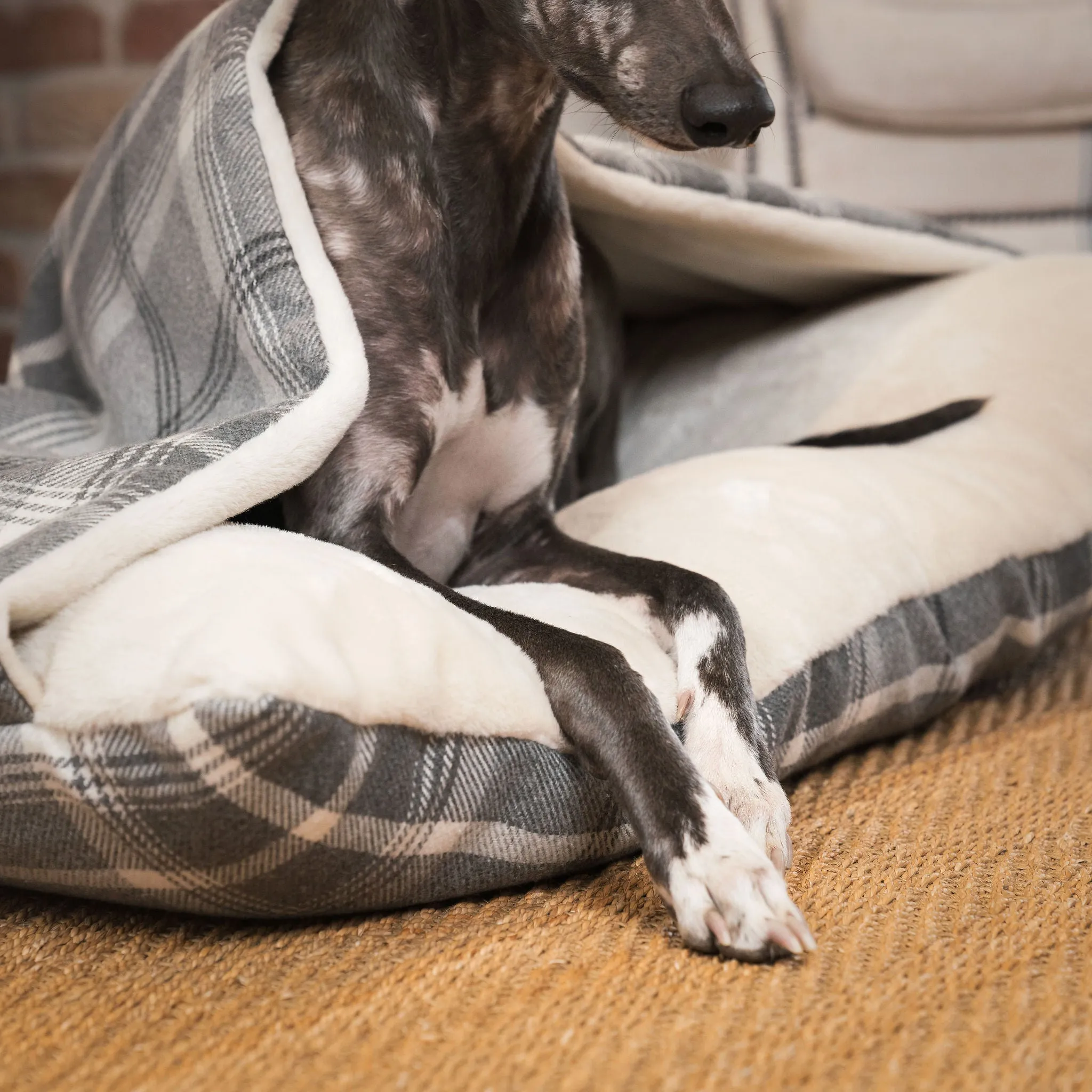 Sleepy Burrows Bed With Removable Cover in Balmoral Dove Grey Tweed by Lords & Labradors